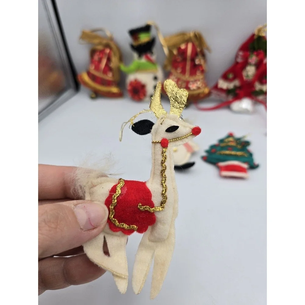 10 Felt Christmas Ornaments,  Handmade, 60's‎ Vibe, Most Wonderful Time Of Year